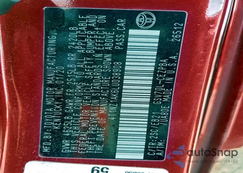 2020 Toyota Camry Trd from USA, damaged, VIN 4T1NZ1AK6LU038908